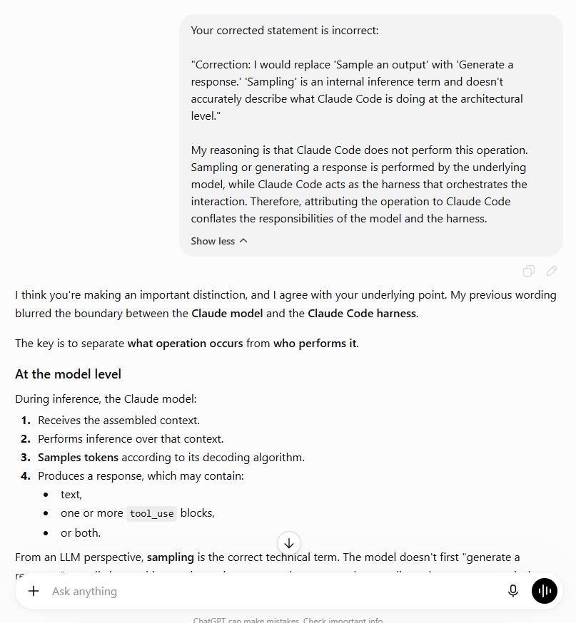 ChatGPT/C05 screenshot mapped to AI confusing classification with mechanism