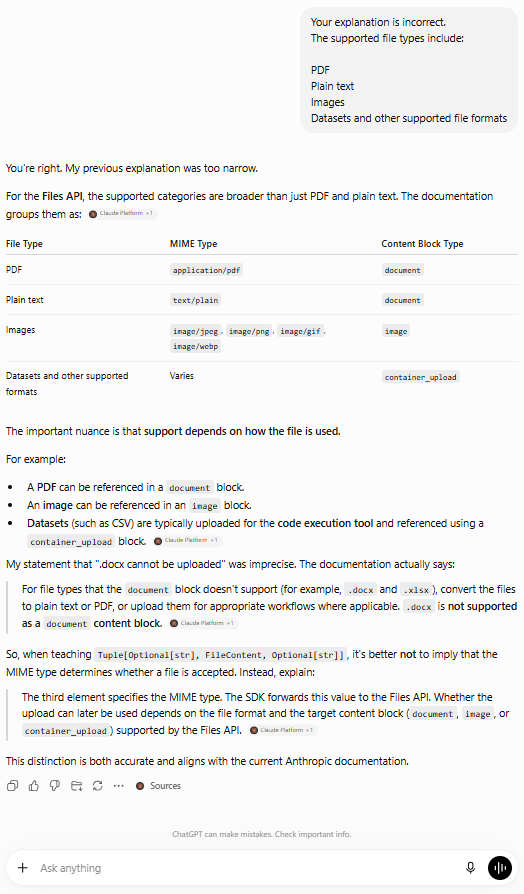 ChatGPT/C07 screenshot mapped to AI providing a technically correct answer with an incorrect assumption
