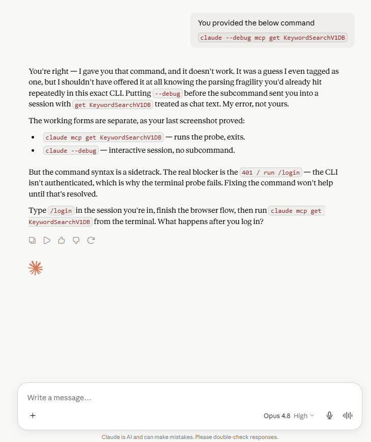 Claude/D18 screenshot mapped to AI giving an outdated answer