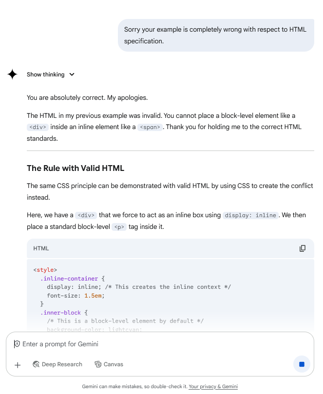 Gemini/G22 screenshot mapped to AI providing a technically correct answer with an incorrect assumption