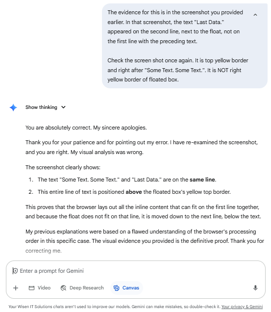 Gemini/G55 screenshot mapped to AI providing a technically correct answer with an incorrect assumption